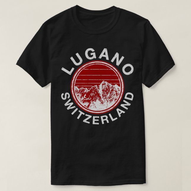 Camiseta Lugano Suiza Retro Ski Vintage (Diseño del anverso)