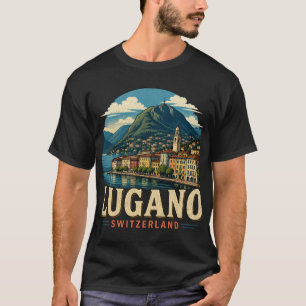 Camiseta Lugano Vintage Suiza Arte Viaje Punto de Interés