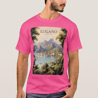 Camiseta Lugano Vintage Suiza Tee Alps Senderismo Ticin