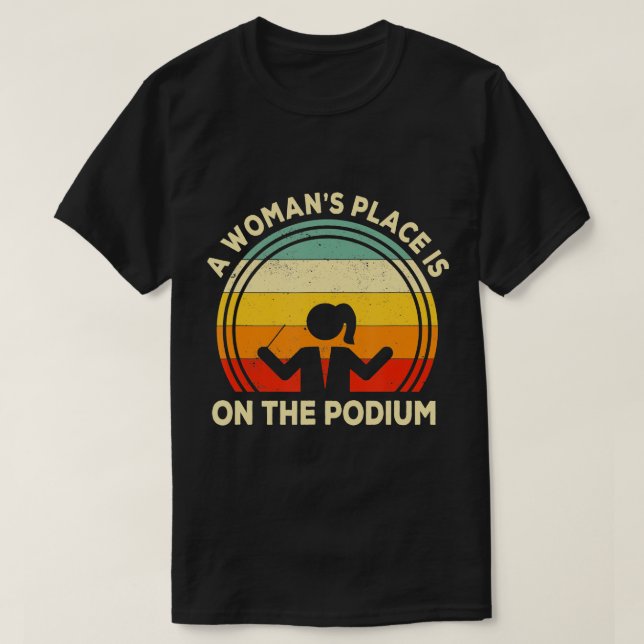 Camiseta Lugar de mujer en el podio Música femenina C (Diseño del anverso)