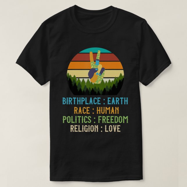 Camiseta Lugar de nacimiento Raza Tierra Humanidad Política (Diseño del anverso)