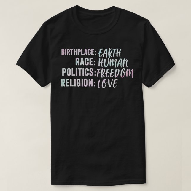 Camiseta Lugar de nacimiento Raza Tierra Humanidad Política (Diseño del anverso)