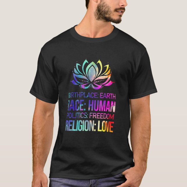 Camiseta Lugar de nacimiento Raza Tierra Humanidad Política (Anverso)