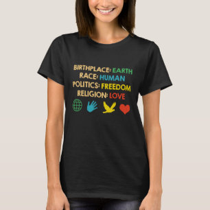 Camiseta Lugar de nacimiento Raza Tierra Libertad de polít