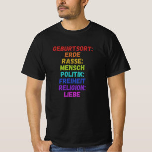 Camiseta Lugar de nacimiento Raza Tierra Libertad de políti