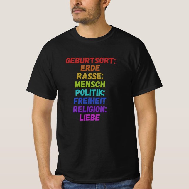 Camiseta Lugar de nacimiento Raza Tierra Libertad de políti (Anverso)