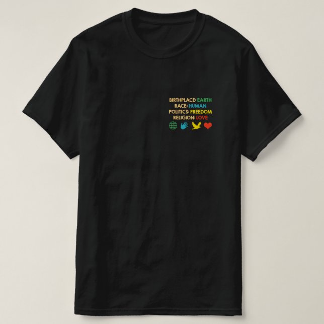 Camiseta Lugar de nacimiento Raza Tierra Libertad de políti (Diseño del anverso)
