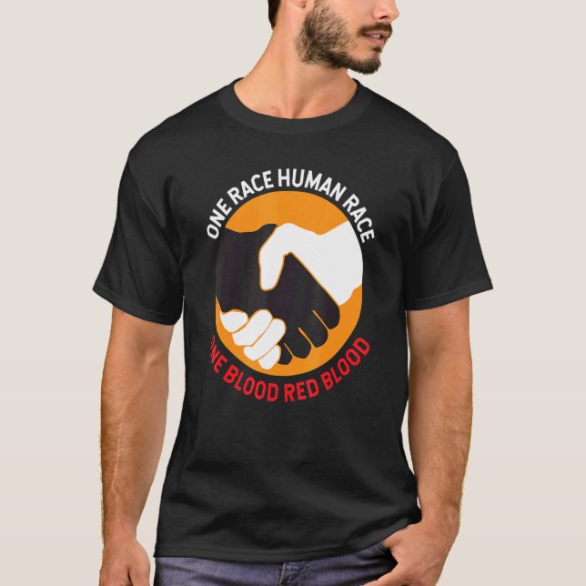 Camiseta Lugar de nacimiento Una raza Raza Humana Una Sangr (Anverso)