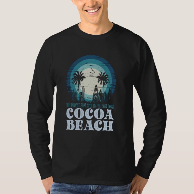 Camiseta Lugar de surf de la costa este de Cocoa Beach retr (Anverso)