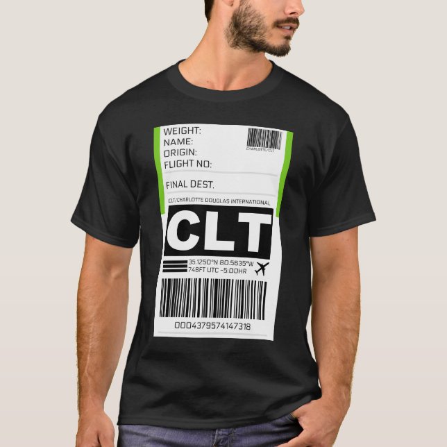 Camiseta Luggag Aeropuerto Internacional Clt Charlotte Doug (Anverso)