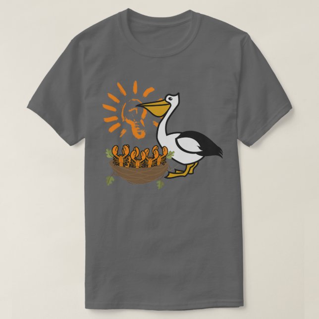 Camiseta Luisiana Brown Pelican Alimentando Crawfish La Fla (Diseño del anverso)