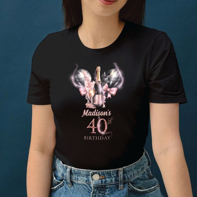Camiseta Lujo 40.º cumpleaños Black Pink Champagne (Subido por el creador)