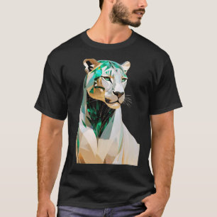 Camiseta Lujosa Arte Geométrico Animal Leonessa Esmeralda
