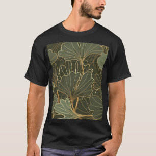 Camiseta Lujoso Ginkgo Gold Line Art