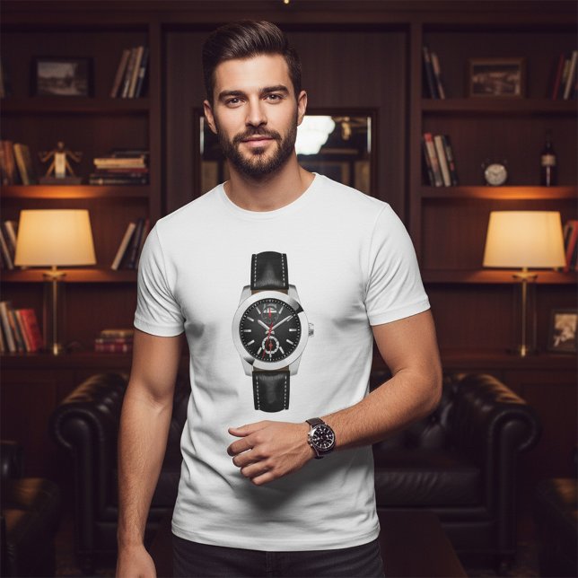 Camiseta Lujoso reloj de cronograma negro con estilo (Subido por el creador)