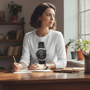 Camiseta Lujoso reloj de cronograma negro con estilo