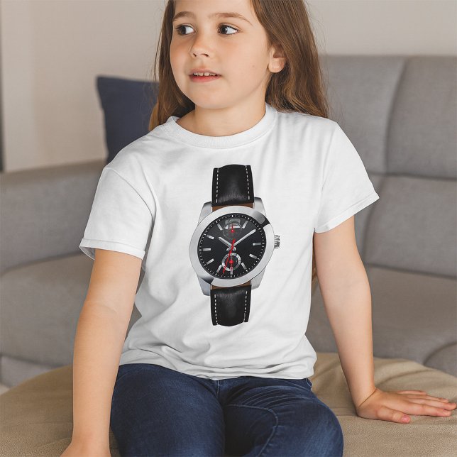 Camiseta Lujoso reloj de cronograma negro con estilo (Subido por el creador)