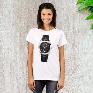 Camiseta Lujoso reloj de cronograma negro con estilo