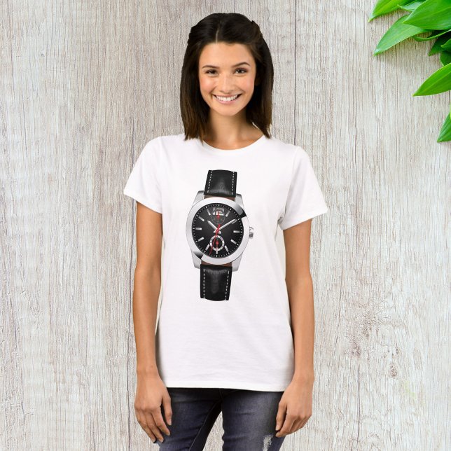 Camiseta Lujoso reloj de cronograma negro con estilo (Subido por el creador)