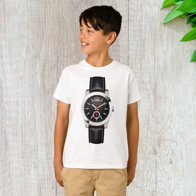 Camiseta Lujoso reloj de cronograma negro con estilo (Subido por el creador)