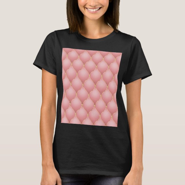 Camiseta Lujoso Rubor Rosa Gold Diamond Tufted T-Shirt (Anverso)