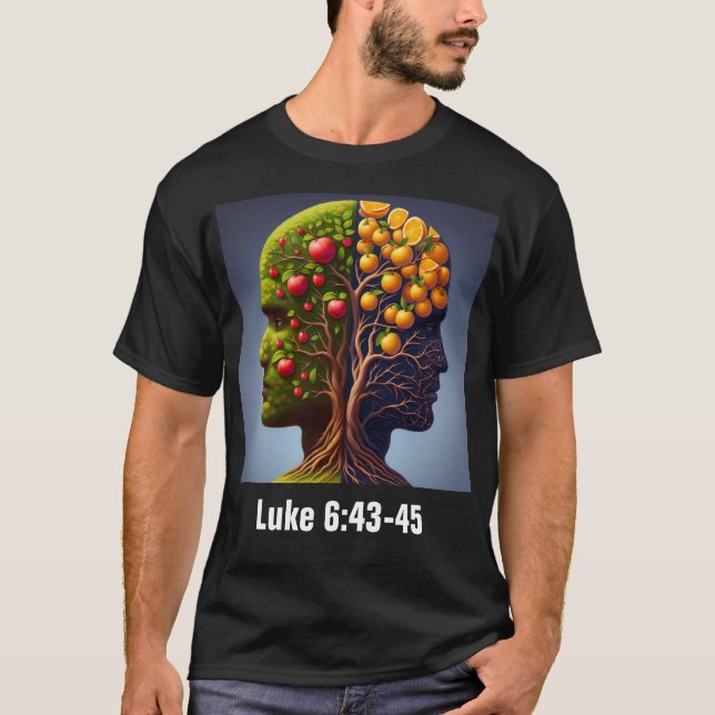 Camiseta Luke 6:43-45 ESV Fruta buena y mala (Anverso)