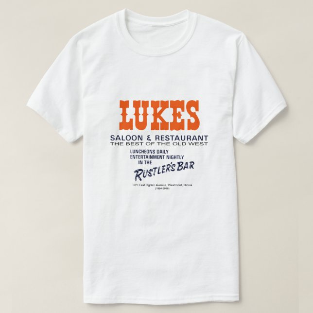 Camiseta Lukes Saloon and Restaurant, Westmont, IL (Diseño del anverso)