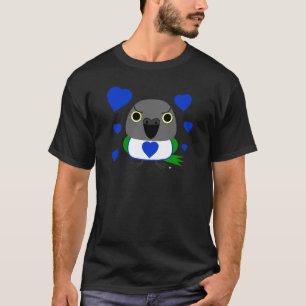 Camiseta Lulu, el loro de Senegal, con los corazones azules