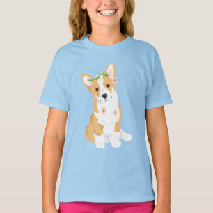 Camiseta LuluBelle el Corgi bonito con la corona de la flor