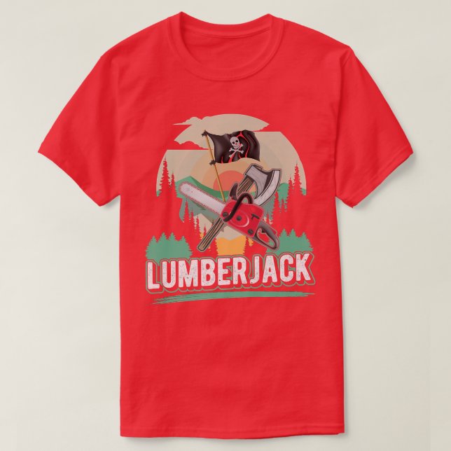 Camiseta Lumberjack Logger Woodworker Arborist Skeleton Pir (Diseño del anverso)