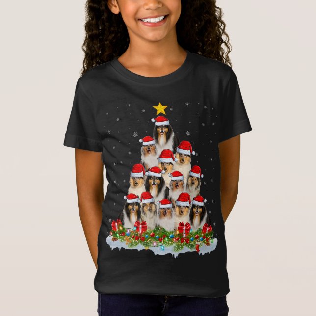 Camiseta Luminando el árbol de navidad Navidades de Santa C (Anverso)