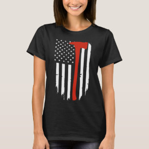 Camiseta Luminosa línea roja por incendio con bandera estad