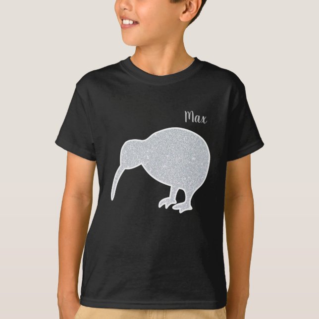 Camiseta Luminosa plata Nueva Zelanda Kiwi Personalizado de (Anverso)