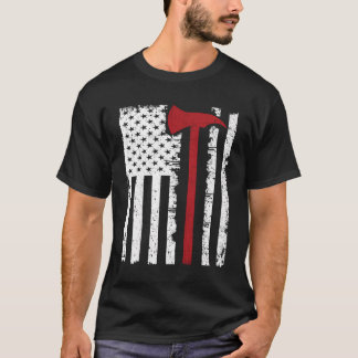 Camiseta Luminoso bombero de la línea roja Ax Bandera estad