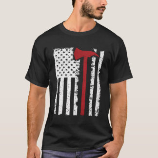 Camiseta Luminoso bombero de la línea roja Ax Bandera estad