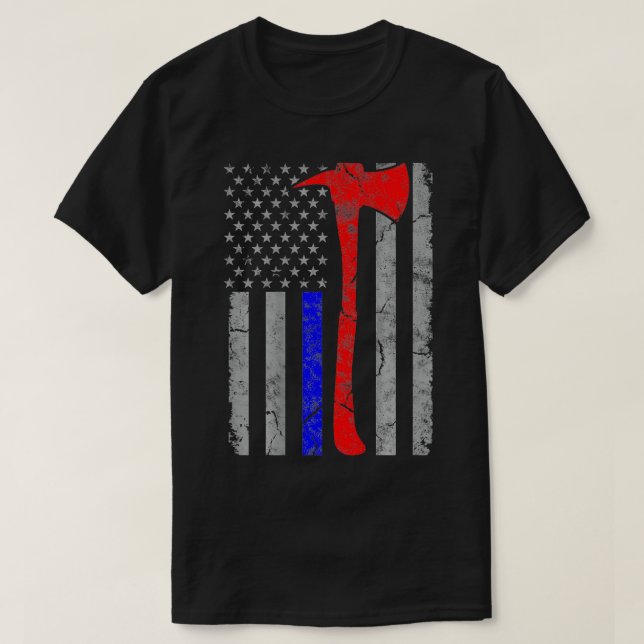 Camiseta Luminoso buque de guerra de la policía con bandera (Diseño del anverso)
