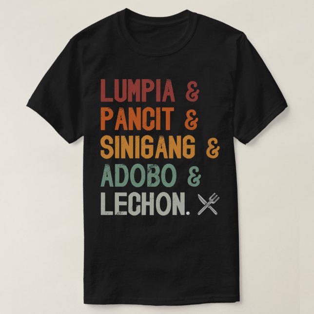 Camiseta Lumpia Pancit Sinigang Adobo Lechon (Diseño del anverso)