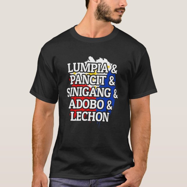 Camiseta Lumpia Pancit Sinigang Adobo Lechon Filipinas (Anverso)
