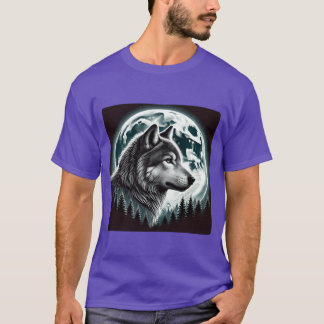 Camiseta Luna Alfa de la Naturaleza Lobo Bonito Luna natura