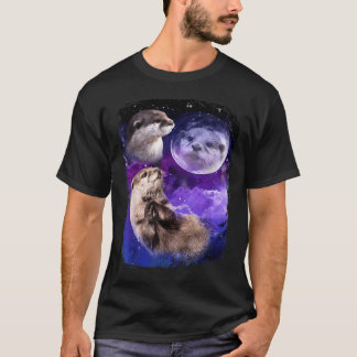 Camiseta Luna Amante de Nutria Divertida 3 Nutrias Lindas M