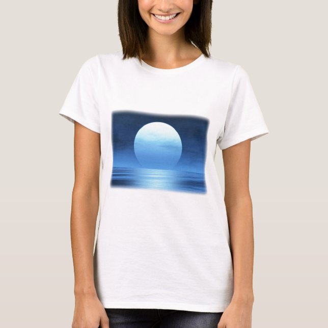 Camiseta luna azul - personalizable con su texto (Anverso)
