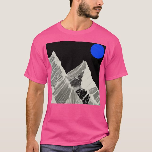Camiseta Luna Azul Sobre Montañas Cubiertas De Nieve Resume (Anverso)