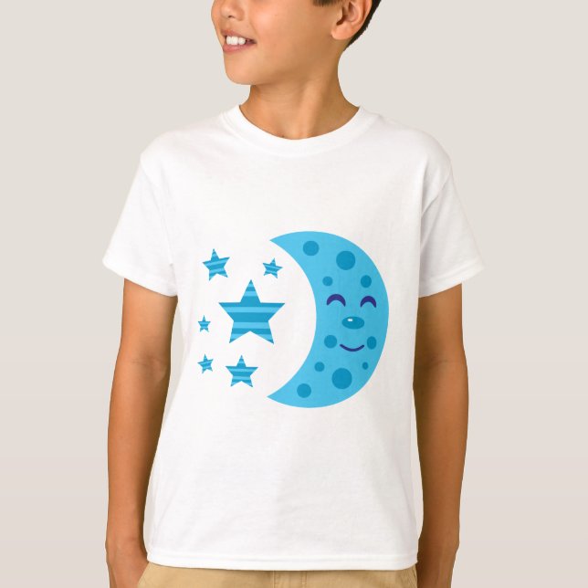 Camiseta Luna azul y estrellas a rayas (Anverso)