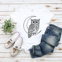 Luna Búho Línea de Arte con Luna Creciente