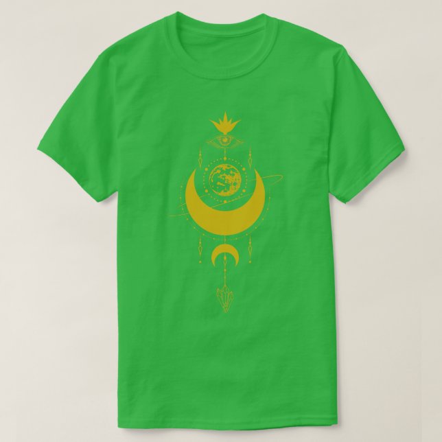 Camiseta Luna Creciente Celestial Mística (Diseño del anverso)