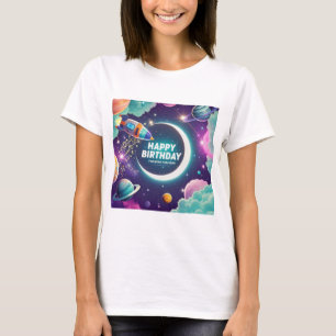 Camiseta Luna creciente de cumpleaños feliz con temática ga