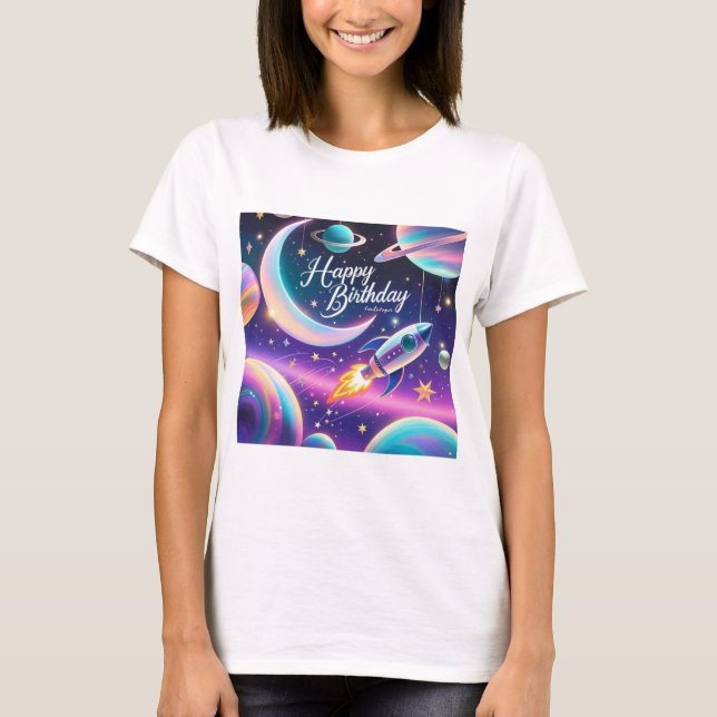 Camiseta Luna creciente de cumpleaños feliz con temática ga (Anverso)