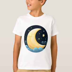 Camiseta Luna creciente de dibujos animados y estrellas: ci