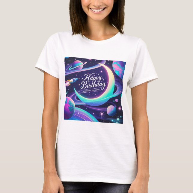 Camiseta Luna creciente, estrellas, planetas con temática g (Anverso)