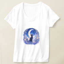Camiseta Luna Creciente Gato Negro